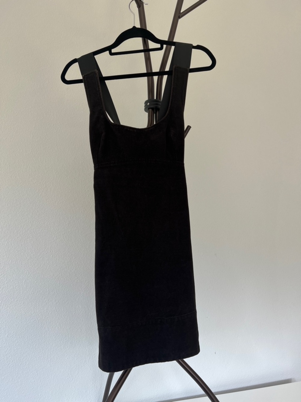 Dark Brown Sleeveless Square-Neck Dress